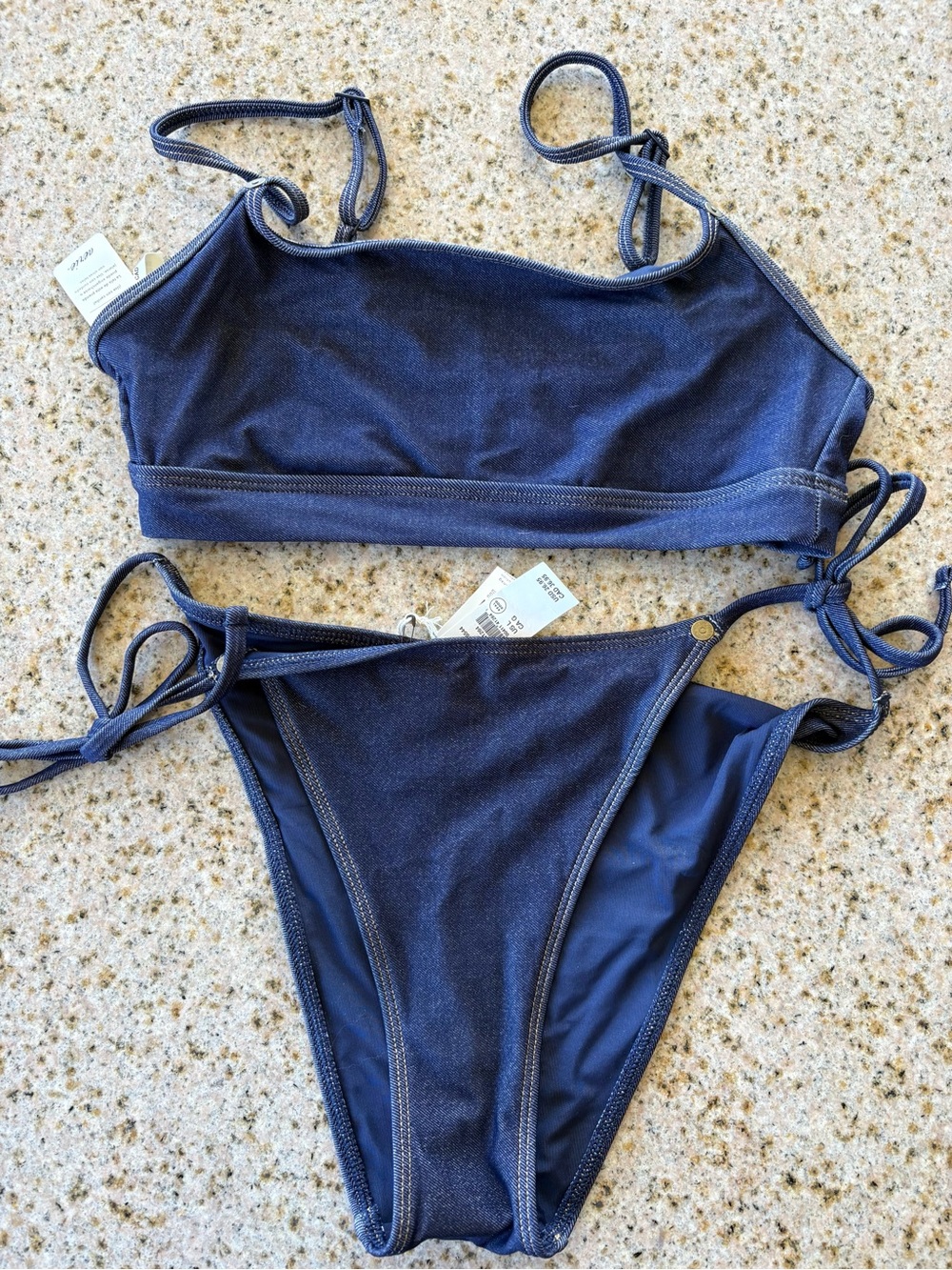 Nwt women’s Aerie Navy / denim like Blue Two-Piece One-Piece Style Swimsuit